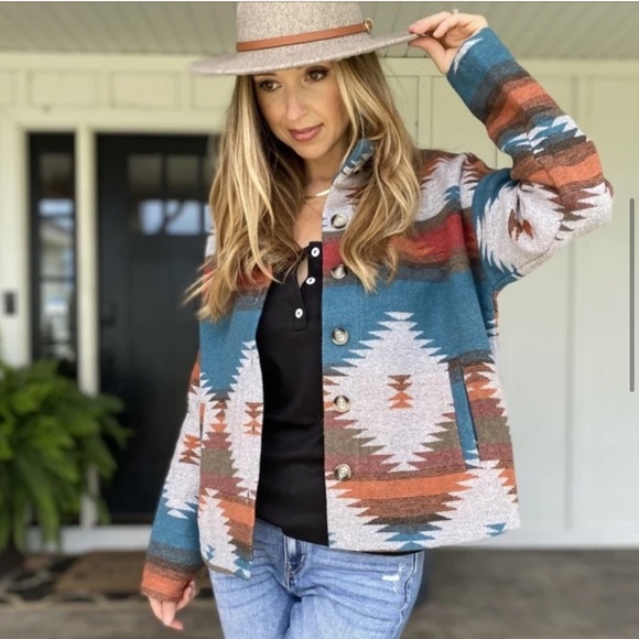 Last L New Soft Comfy Bohemian Aztec Southwest Sedona Pattern lightweight Jacket - Picture 7 of 16